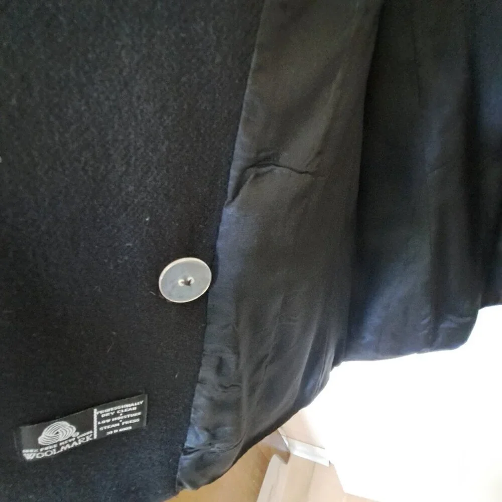Stephanie Andrews 12P Black Wool Double Breasted Blazer Office Academia Classic